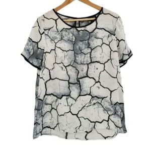 Ronen Chen Black and White Abstract Blouse